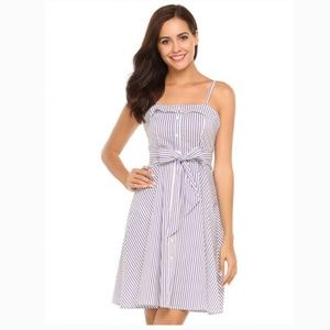 Blue and White Striped Button Down Dress